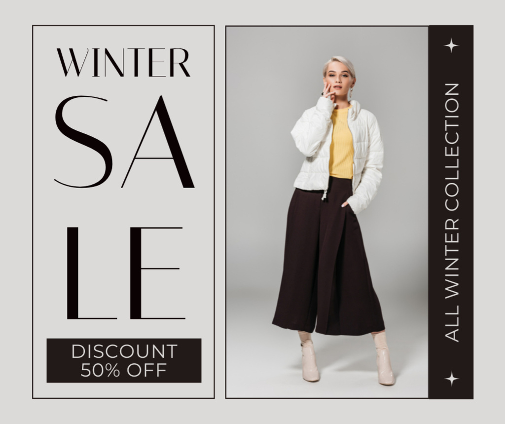 Offer Discounts on Entire Winter Collection Facebook Πρότυπο σχεδίασης