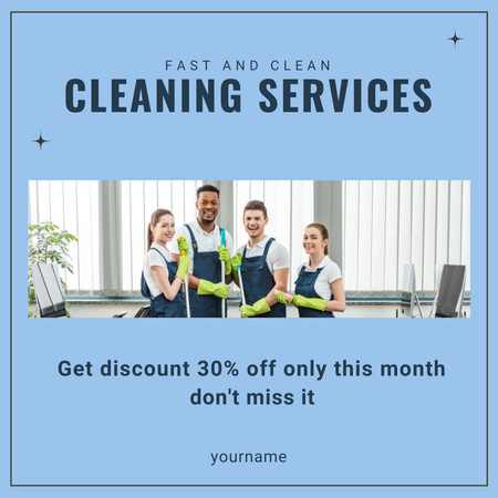 Cleaning Services Ads with Smiling Team Instagram AD Design Template