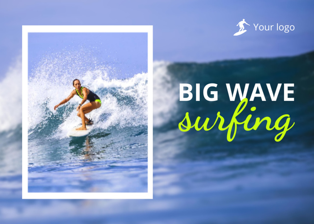 Big Waves Surfing in Ocean Postcard 5x7in Design Template
