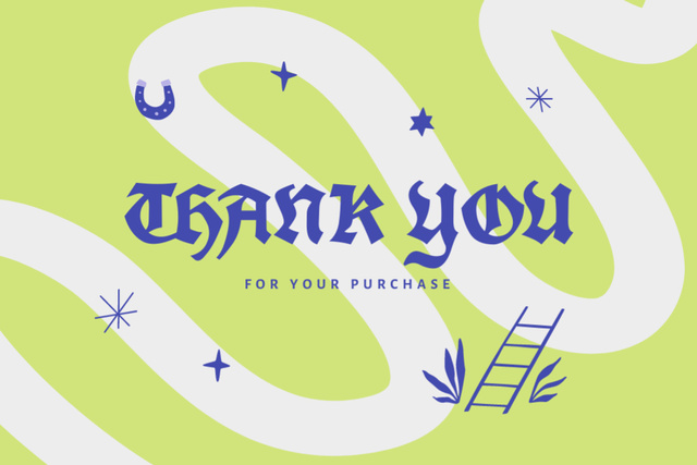 Thankful Phrase With Blue Stars on Green Postcard 4x6in – шаблон для дизайна