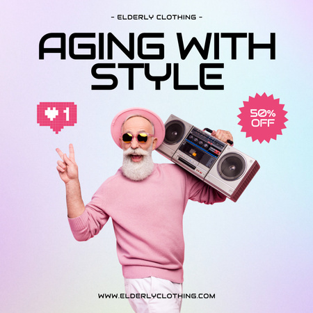 Modèle de visuel Accessoires et vêtements adaptés aux personnes âgées avec rabais - Instagram