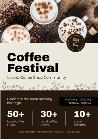 Kahve Festivali Duyuru Düzeni Poster Tasarım Şablonu