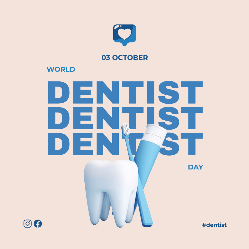 Template di design Dentist Services Offer with Toothbrush and Toothpaste Instagram