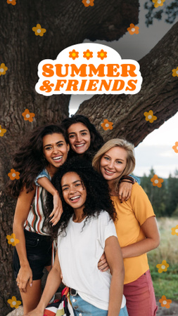 Summer Inspiration with Friends near Tree Instagram Story Design Template