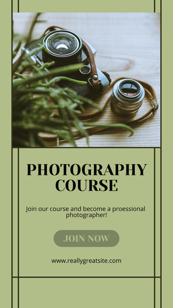 Designvorlage Photography Course Ads With Lenses für Instagram Story