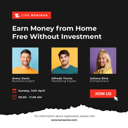 Live Webinar on Making Money at Home Instagram Design Template