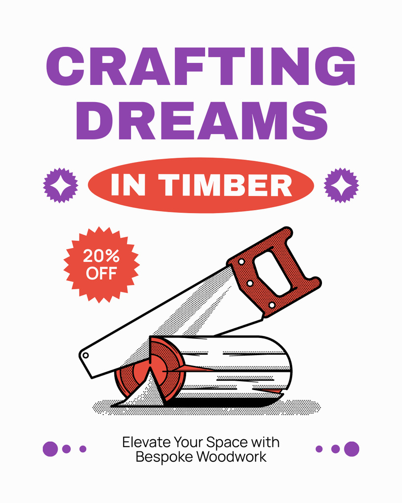 Template di design Offer of Timber Crafted Pieces Instagram Post Vertical
