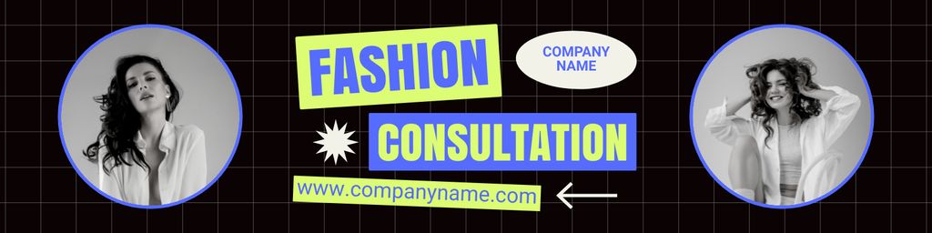 Professional Fashion Consultation Offer on Black LinkedIn Cover Tasarım Şablonu