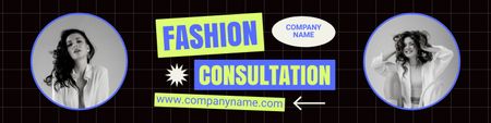Platilla de diseño Professional Fashion Consultation Offer on Black LinkedIn Cover