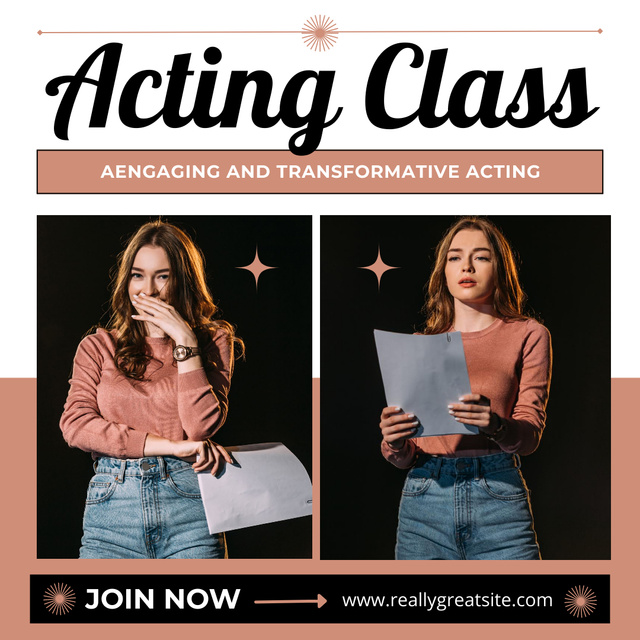 Plantilla de diseño de Collage with Actress at Actors Class Instagram AD 