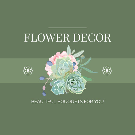 Beautiful Bouquets and Floral Decor Offer Animated Logo Design Template