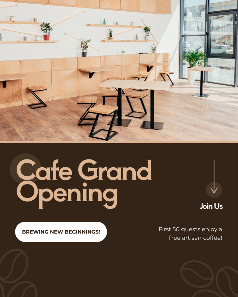 Eclectic Cafe Grand Opening Announcement Instagram Post Vertical Πρότυπο σχεδίασης