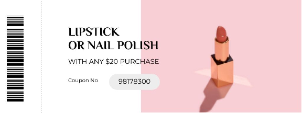 Cosmetics offer with Lipstick Coupon Tasarım Şablonu