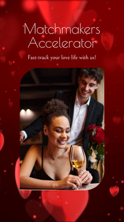 Matchmaking and Romantic Dates Organization Promo on Red Instagram Video Story Design Template