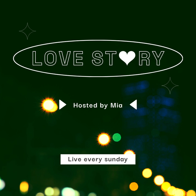 Love Story with Special Host Podcast Cover Design Template