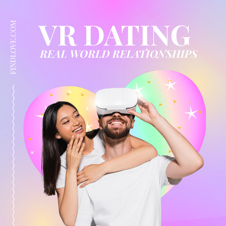 Embracing Couple for Virtual Reality Dating Ad Instagram Design Template