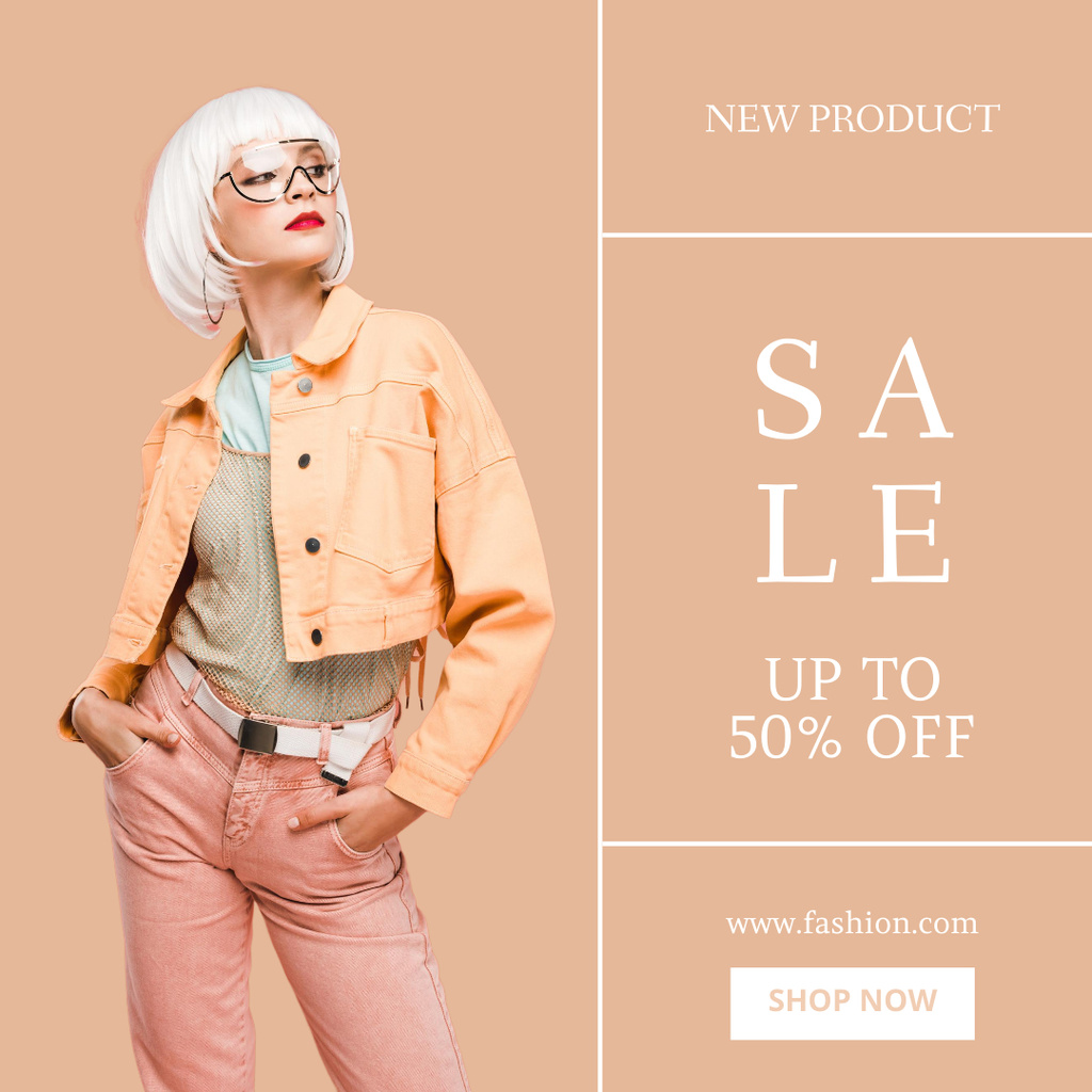 Fashion Collection with Blonde Woman Instagram Design Template