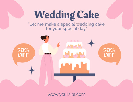 Wedding Cakes for Sale Thank You Card 5.5x4in Horizontal Design Template