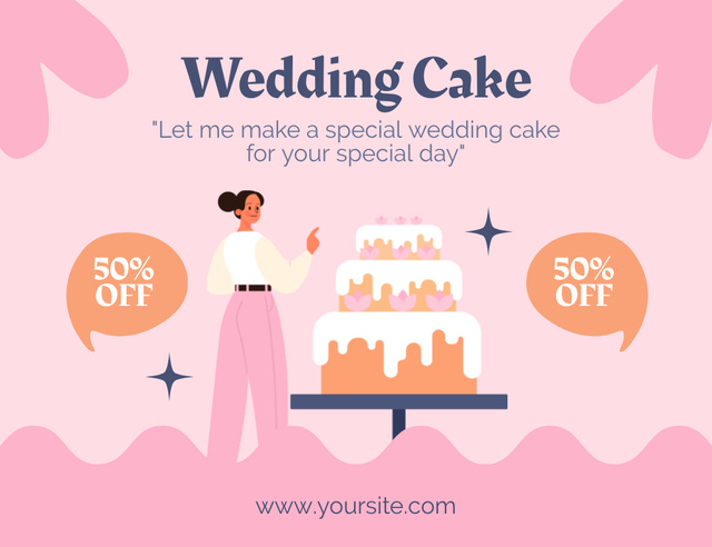 Designvorlage Wedding Cakes for Sale für Thank You Card 5.5x4in Horizontal