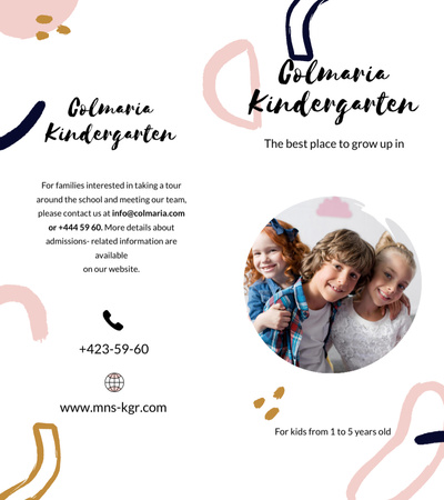 Kindergarten Ad with Kids Brochure 9x8in Bi-fold Design Template
