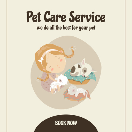 Evcil Hayvan Bakım Hizmetleri Instagram AD Tasarım Şablonu