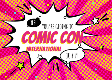 Comic Con Event Invitation Postcard Design Template