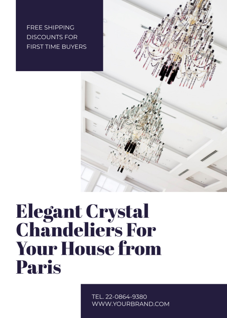 Elegant Crystal Chandeliers Sale Offer Flayer Šablona návrhu