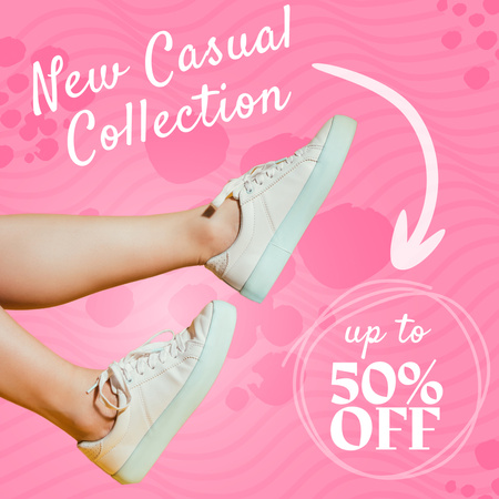 Szablon projektu Nowa kolekcja casual za pół ceny w kolorze różowym Instagram
