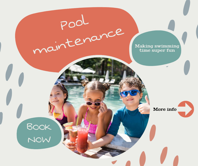Kids' Swimming Pool Cleaning and Repair Services Facebookデザインテンプレート