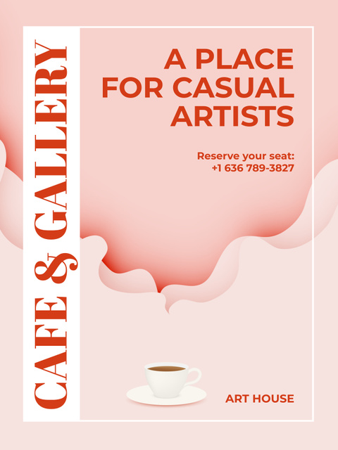 Engaging Cafe and Art Gallery Event Announcement Poster 36x48in Tasarım Şablonu