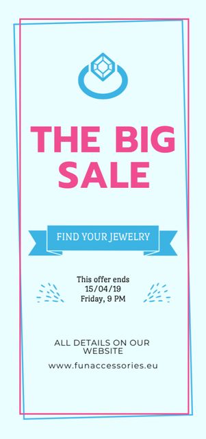Jewelry Big Sale Announcement with Ring Icon in Blue Flyer DIN Large Design Template
