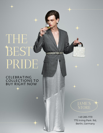 Ontwerpsjabloon van Poster 8.5x11in van Pride-maand vieren met kledinguitverkoopaanbieding