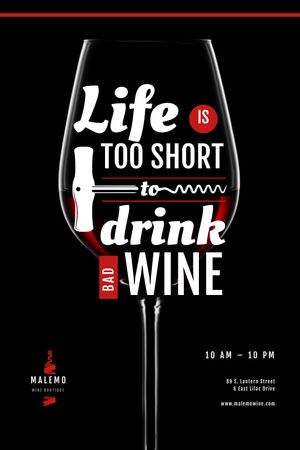 Plantilla de diseño de Wine Store Ad with glass with Corkscrew Tumblr 