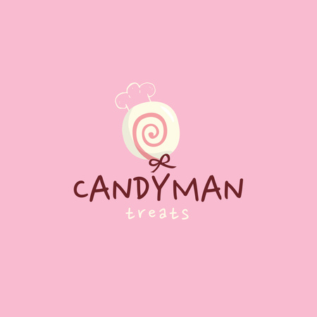 Sweets Store Offer with Cute Candy Logo Design Template