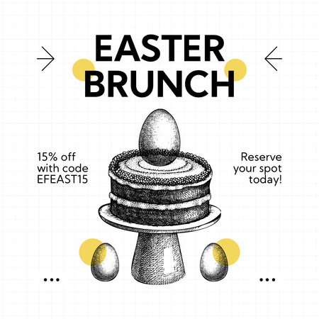Template di design Annuncio del brunch di Pasqua con schizzo creativo Instagram AD