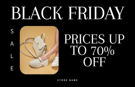 Designvorlage Verkauf von weißen Damenschuhen am Black Friday für Flyer 5.5x8.5in Horizontal