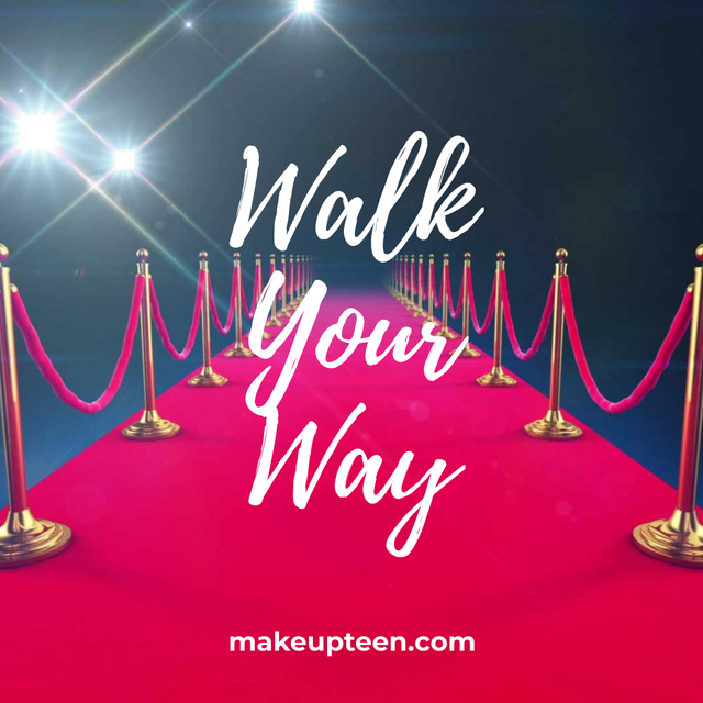 Walking on red Сarpet with Brighting Lights Animated Post Design Template