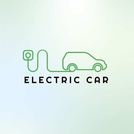 Transport Shop Ad with Electric Car Emblem Logo Design Template