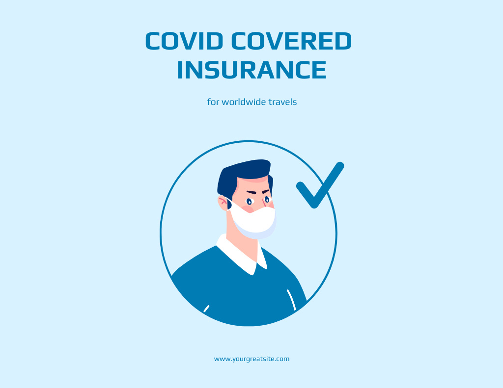 Guaranteed Coverage for Covid Insurance Offer Flyer 8.5x11in Horizontal Design Template