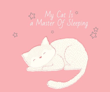Cute Cat Sleeping in Pink Facebook Design Template