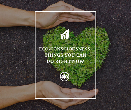 Modèle de visuel Eco Quote on Heart of Leaves - Facebook