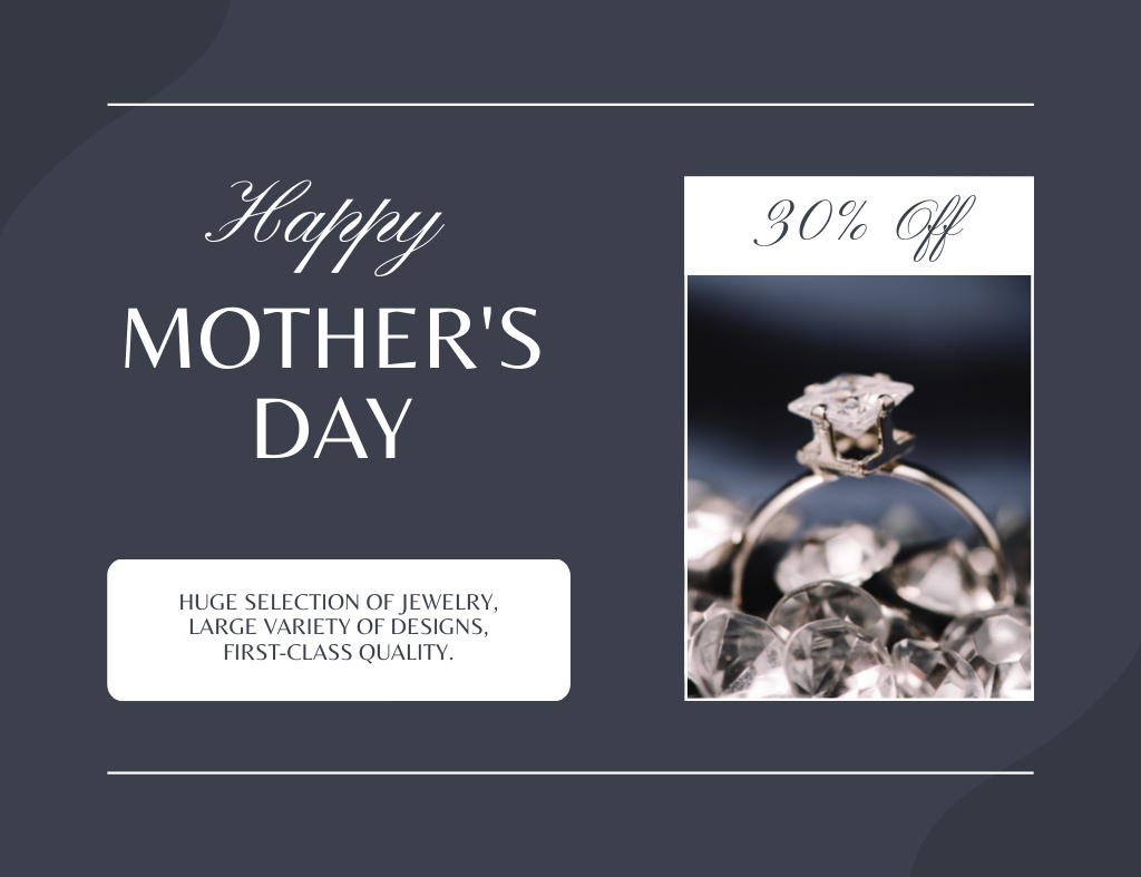 Offer of Precious Rings on Mother's Day Thank You Card 5.5x4in Horizontal Tasarım Şablonu
