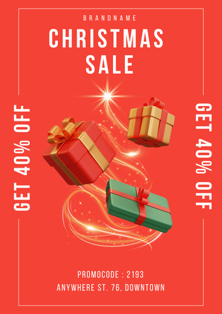 Christmas Sale Ad with Beautiful Christmas Gifts Poster Design Template