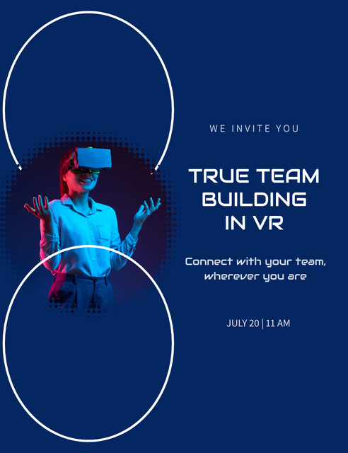 True Virtual Team Building Event Invitation 13.9x10.7cm Design Template