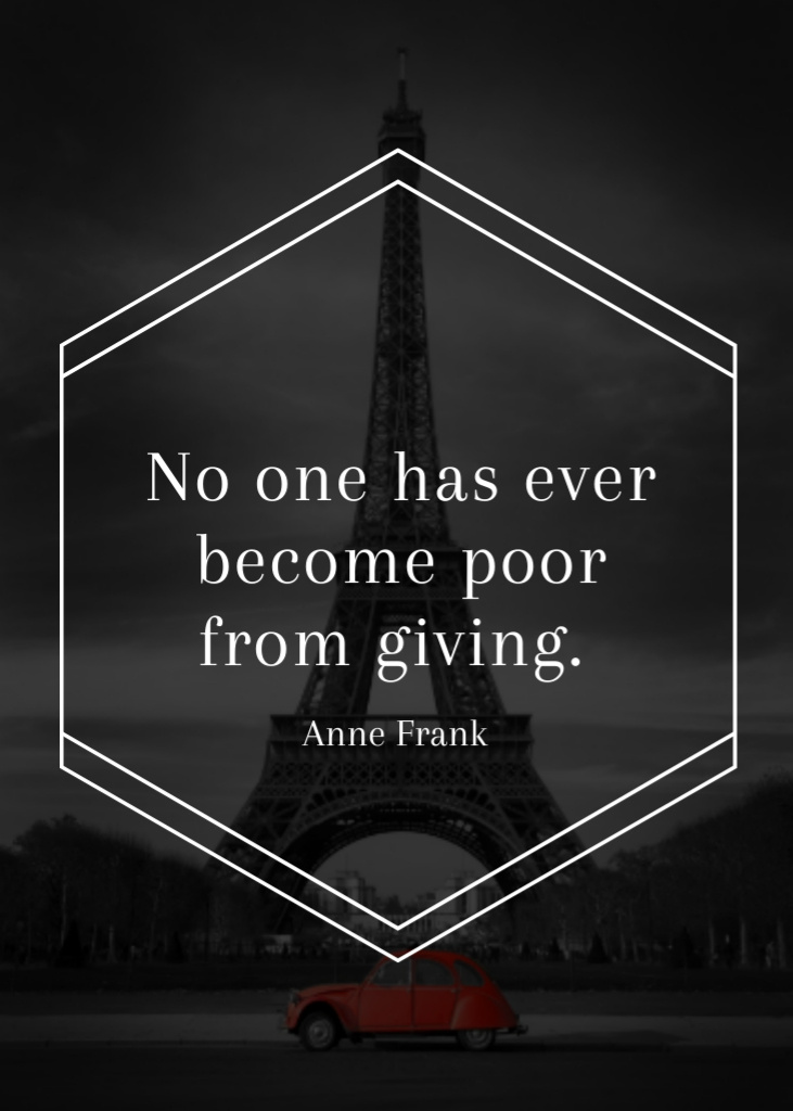Modèle de visuel Charity Quote on Eiffel Tower view - Flayer