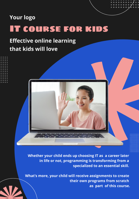 Programming Courses Offer for Kids Poster 28x40in Design Template