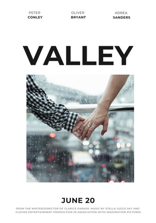 Mainos uudesta romanttisesta elokuvasta, jossa pariskunta pitää kädestä Poster 28x40in Design Template