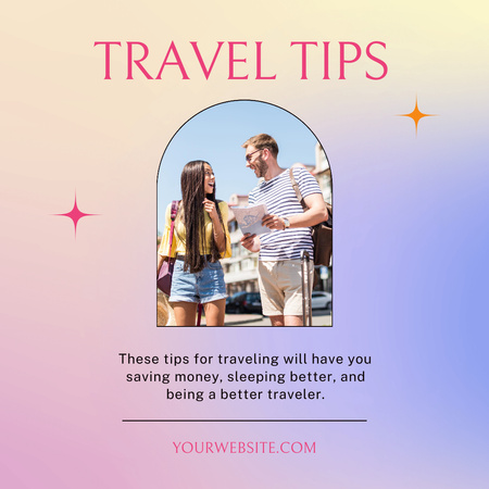 Platilla de diseño Travel Tips with Young Couple on Gradient Instagram