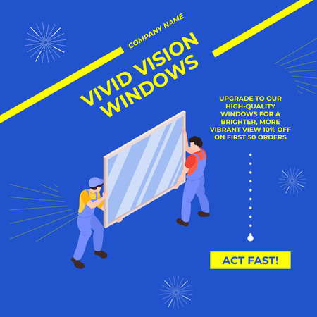Windows Sale Announcement with Discount Animated Post Design Template
