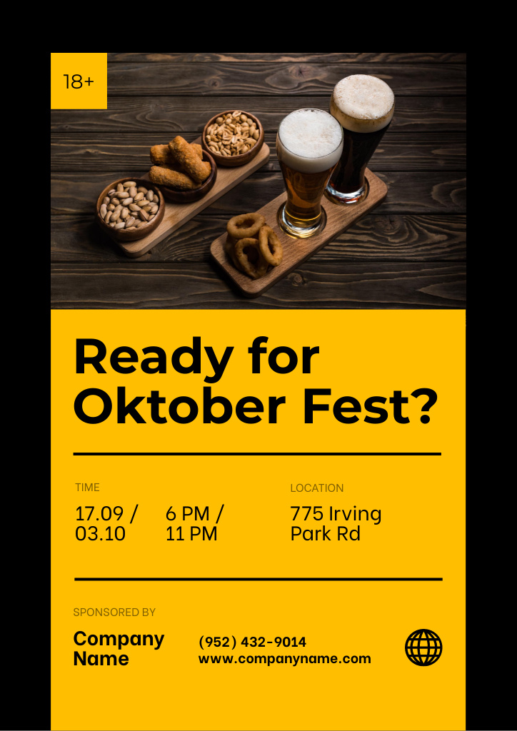 Szablon projektu Oktoberfest Celebration with Beer and Snacks Flyer A4